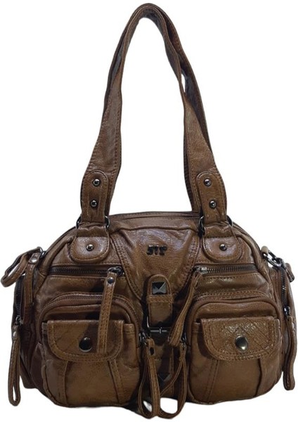 Y.s.deri Kadın Omuz Çantası Vegan Deri Çok Cepli Çapraz Askılı Bayan Çantası 30 cm