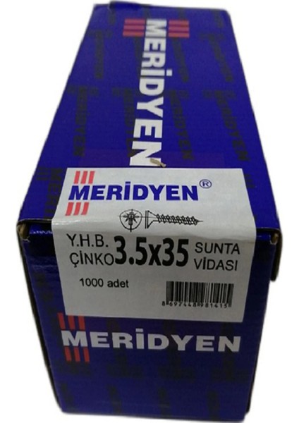 Sunta Vidası 3,5X35 Meridyen 1000 Adet Kutulu