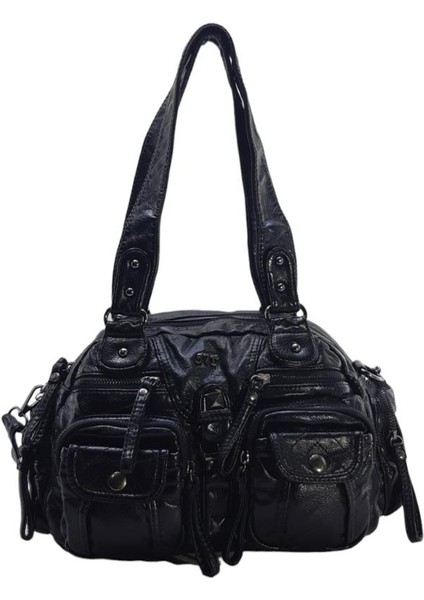 Y.s.deri Kadın Omuz Çantası Vegan Deri Çok Cepli Çapraz Askılı Bayan Çantası 30 cm