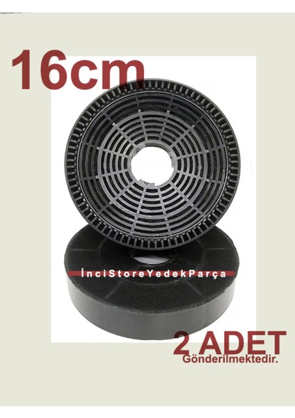 DWK65AD60R/04 Ankastre Davlumbaz Aspiratör Için Karbon Filtre 16CM 2 Adet 12009727