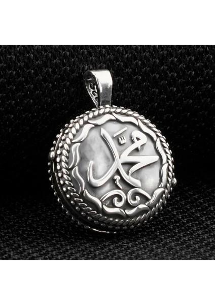 925 Ayar Gümüş Çift Taraflı Muhammed Yazılı Açılabilir Kolye Ucu modelleri