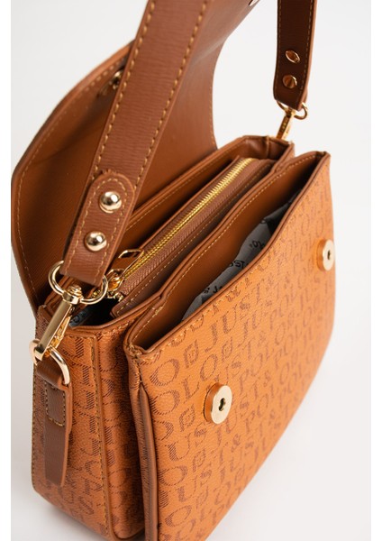 Kadın Taba Baskı Desenli Kolon Askılı 3 Bölmeli Omuz Çantası 23X16CM MDS2184 modelleri