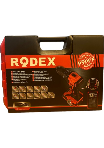 RDX3404 Akülü Darbeli Matkap+13 Adet Aksesuar