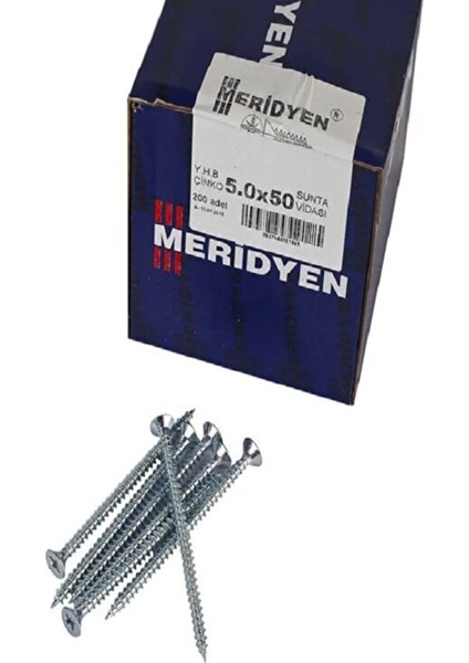 Sunta Vidası 5,0X50 Meridyen 200 Adet Kutulu