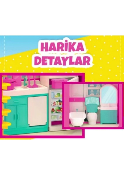 Berattoys 50 cm Oyuncak Ev Seti 3 Katlı Düşler Evi Evcilik Oyunu Bebekli Rüya Evi