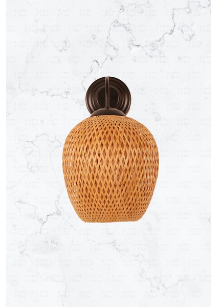 Boja Bambu Siyah Detay Aplik 25x25x40 cm İskandinav, Modern, Bohem, Rattan, Aydınlatma modelleri