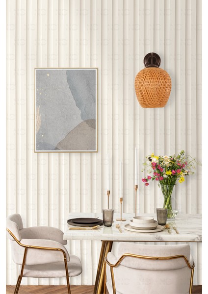 Boja Bambu Siyah Detay Aplik 25x25x40 cm İskandinav, Modern, Bohem, Rattan, Aydınlatma indirimleri