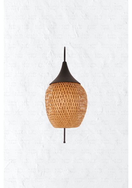 Boja Bambu Siyah Detay Aplik 25x25x60 cm İskandinav, Modern, Bohem, Rattan, Aydınlatma