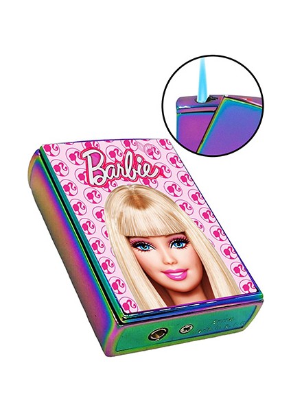 Barbie Baskılı Çakmak Yandan Kaydırmalı Lüks Gazlı Pembe Çakmak