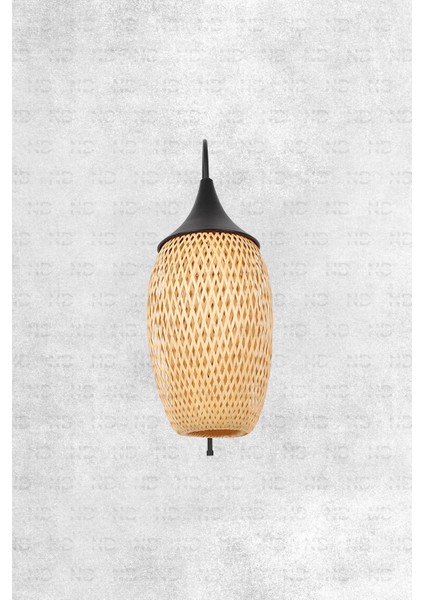 Boja Bambu Siyah Detay Aplik 23x37x60 cm İskandinav, Modern, Bohem, Rattan, Aydınlatma