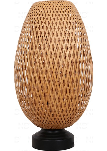 Boja Bambu Abajur, Masa Lambası 23x37x42 cm İskandinav, Modern, Bohem, Rattan, Aydınlatma