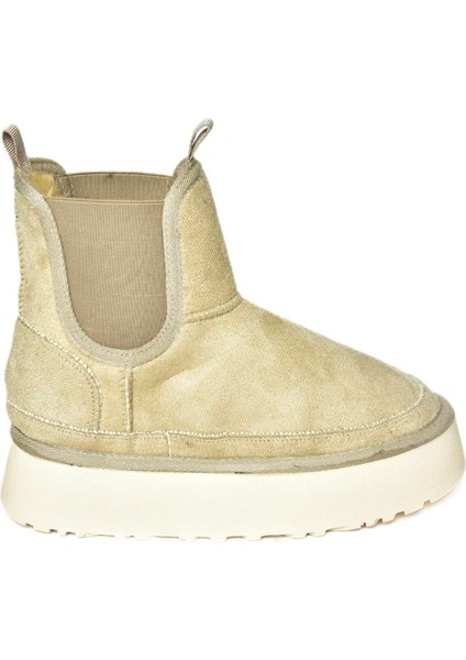 R612055302 Bej/bej Süet Içi Tüylü Kalın Tabanlı Yarım Kadın Bot indirimleri