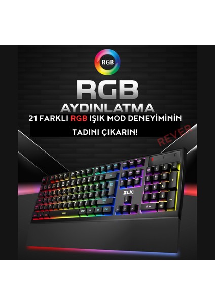 Red Switch Bilek Destekli 21 Mod Rgb LED Işıklı Mekanik Gaming Oyuncu Klavyesi 105 Tuş