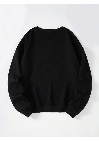 Kadın Oversize Bisiklet Yaka Basic Düz Sweatshirt