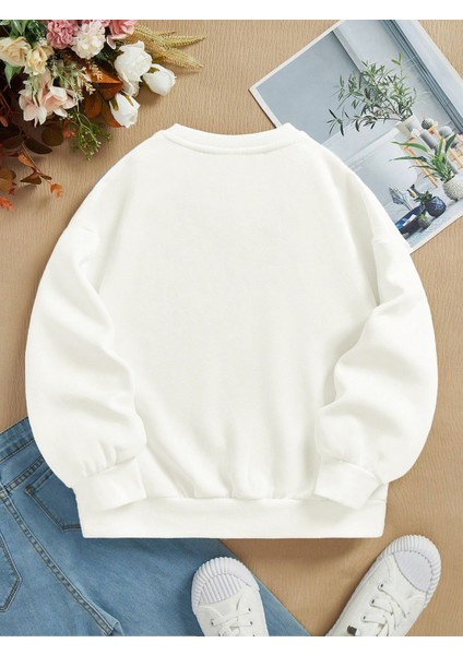 Kadın Oversize Bisiklet Yaka Basic Düz Sweatshirt fiyatları