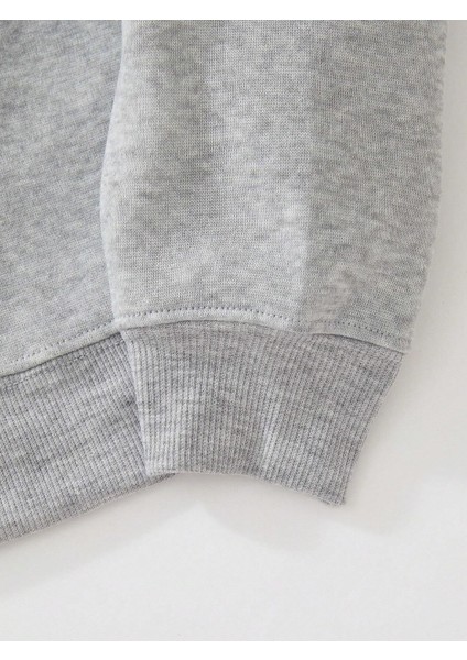 Kadın Oversize Bisiklet Yaka Basic Düz Sweatshirt