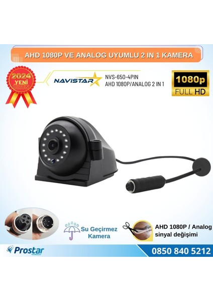 Metal Kasa Ahd 1080P ve Analog Pal Çevirilebilir 4 Pin Gece Gö