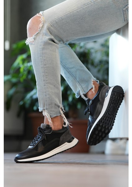 Albus Model Erkek Deri Siyah Sneaker