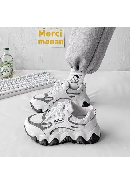 Bahar Yans I T I C I Platform Sneakers Kad I N Ayakkab I Kore Dantel Up Spor T I Knaz Sneakers Kar Işı K Renk Kad I N Rahat Vulcanize Ayakkab I Spor Ayakkab I Sneaker Spor Ayakkab I L (Yurt Dışından)