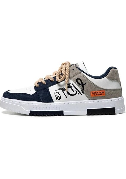 Yeni Erkek Sneakers Rahat Ayakkabılar Moda Dantel-Up Baskı Vulkanize Ayakkabı Nefes Tuval Graffiti Düz Ayakkabı Zapatos De Hombre (Yurt Dışından)
