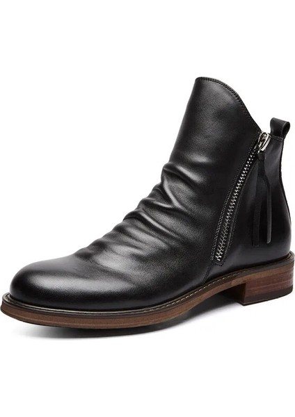 Erkek Iş Çizmeleri Yeni Chelsea Çizmeler Deri Yar Im Çizmeler Çift Yan Fermuar Kaymaz Ayakkabı Erkekler Için Platformu Çizmeler Zapatos De Hombre (Yurt Dışından)