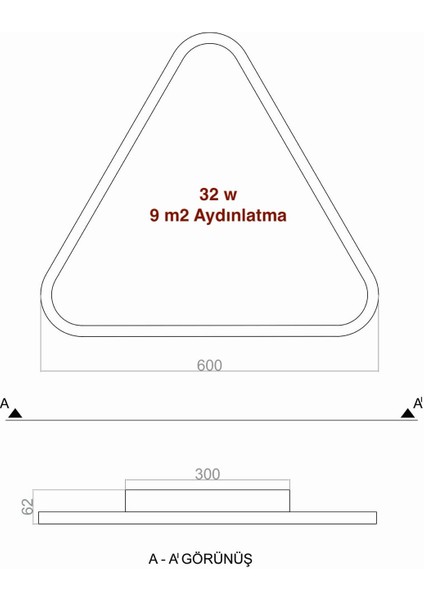 voxlamp lighting solutions Tavan LED Plafonyer Avize Plafonia Üçgen Ø60CM