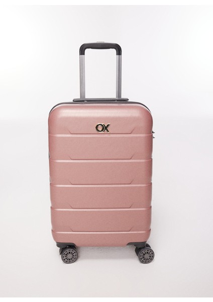 Açık Pembe 33X54X22 cm Kabin Boy Çekçekli Sert Valiz Ox One Lıne
