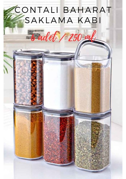 6 Adet 250 ml Contalı Baharat Saklama Kabı