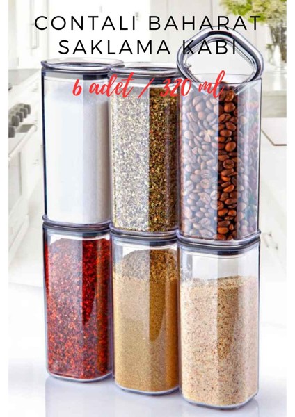 6 Adet 320 ml Contalı Baharat Saklama Kabı