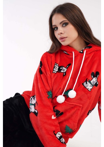 Kadın Welsoft Kapsonlu Düşük Omuzlu Uzun Kol Kanguru Ceplı Pijama Takım fiyatları