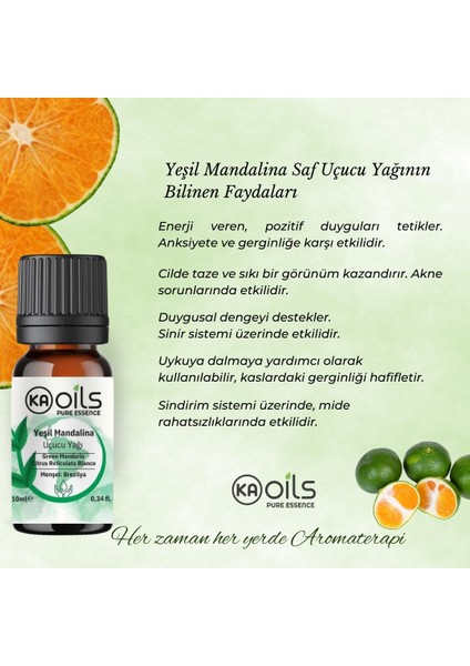 Yeşil Mandalina Uçucu Yağı 10 ml - %100 Saf ve Doğal Mandarin Green Oil