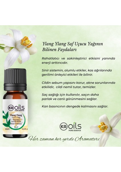 Ylang Ylang Uçucu Yağı 10 ml - %100 Saf ve Doğal Cananga Odorata Flower Oil