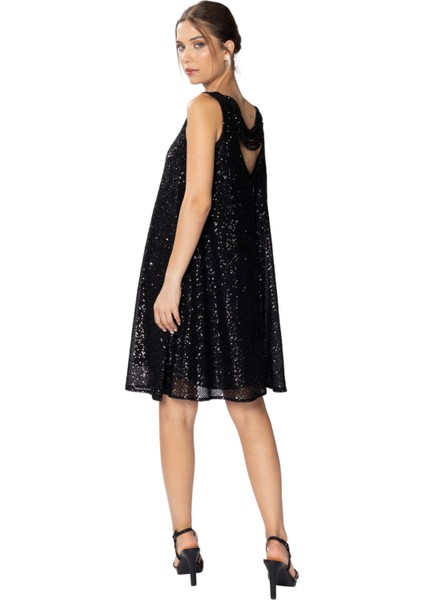 Jasmin | Payetli Kalın Askılı Dizüstü Hamile Abiye Elbise Sırt Dekolteli - Siyah fırsatları