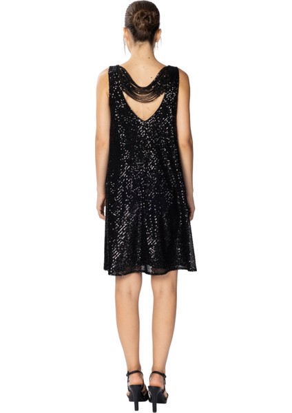 Jasmin | Payetli Kalın Askılı Dizüstü Hamile Abiye Elbise Sırt Dekolteli - Siyah indirimleri