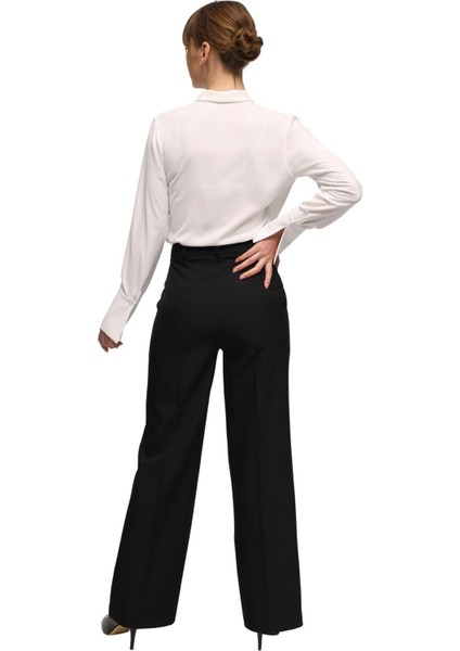 Dunja | Kemerli Normal Bel Klasik Straight Fit Pantolon - Siyah modelleri
