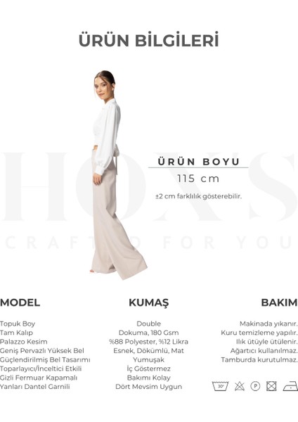 Audrey | Dantel Garnili Toparlayıcı Yüksek Bel Palazzo Pantolon - Bej modelleri