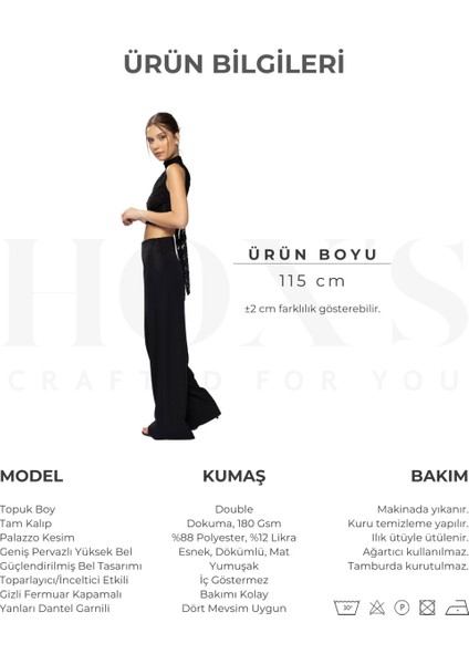 Audrey | Dantel Garnili Toparlayıcı Yüksek Bel Palazzo Pantolon - Siyah modelleri