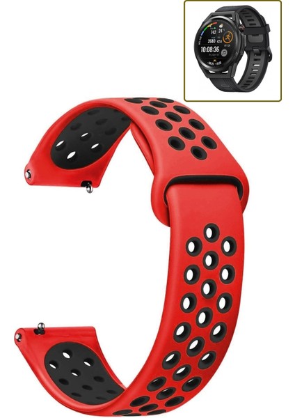 Huawei Watch Gt Runner Akıllı Saat Uyumlu Kordon Yumuşak Dokulu Delikli Desenli Silikon Kayış