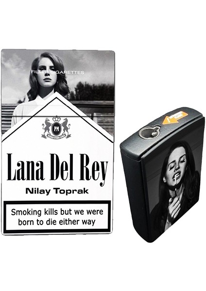 Lana Del Rey Baskılı Sigara Tabakası ve Kaydırmalı Çakmak Seti Kişiye Özel Isimli (Tabaka Isimlidir) modelleri