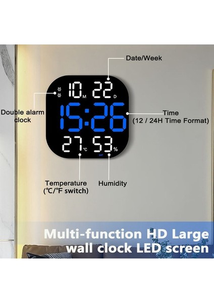 Hermoso 13 Inç Duvar Saati Parlaklığı Ayarlanabilir Rc LED Dijital Saat Dekor-C (Yurt Dışından)