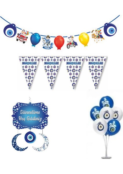 Sünnet Süsleme Balon Zinciri Seti Sünnet Süsleme Seti Nazarboncuklu Balonlu