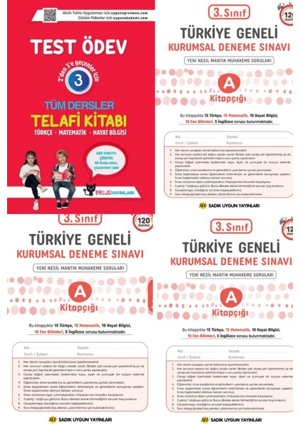 3. Sınıf Tüm Dersler Telafi Kitabı + 3 Adet Kurumsal Deneme Sınavı HBV00001AV1930