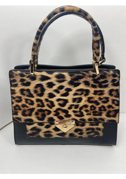 Leopar Kadın Çıkarılabilir Askılı Şık Kadın El Kol ve Omuz Çantası