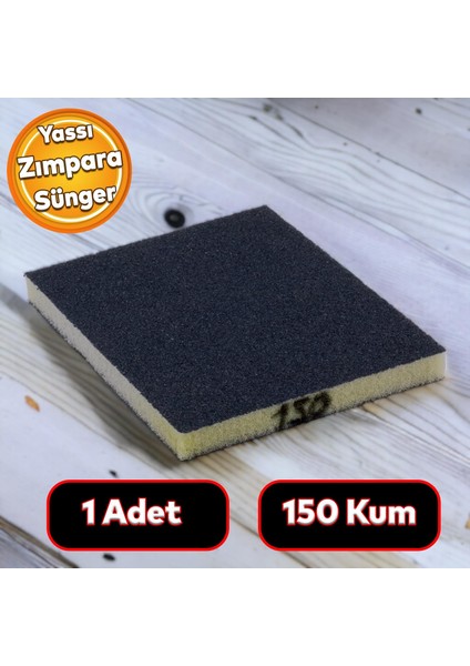 Yassı Sünger Zımpara 9.5 x 12.5 cm Takoz Blok Flex Taşlama Ahşap El Zımparası 150 Kum 1 Adet