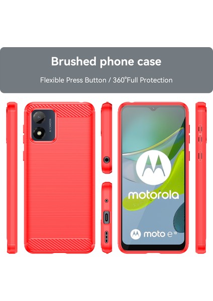 Motorola Moto E13 Için Yumuşak Karbon Fiber Fırçalanmış Tpu Telefon Kılıfı (Yurt Dışından) modelleri