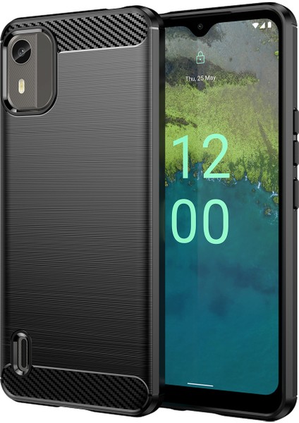Nokia C12 Için Yumuşak Karbon Fiber Fırçalanmış Tpu Telefon Kılıfı (Yurt Dışından)