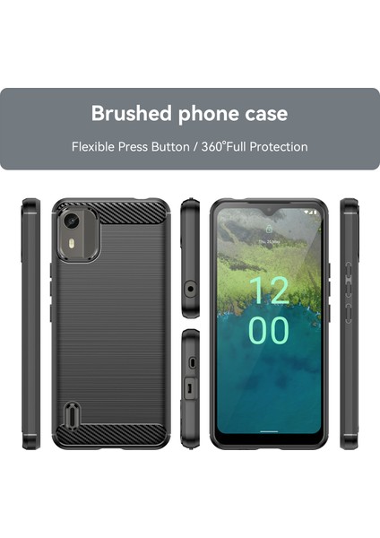 Nokia C12 Için Yumuşak Karbon Fiber Fırçalanmış Tpu Telefon Kılıfı (Yurt Dışından) modelleri