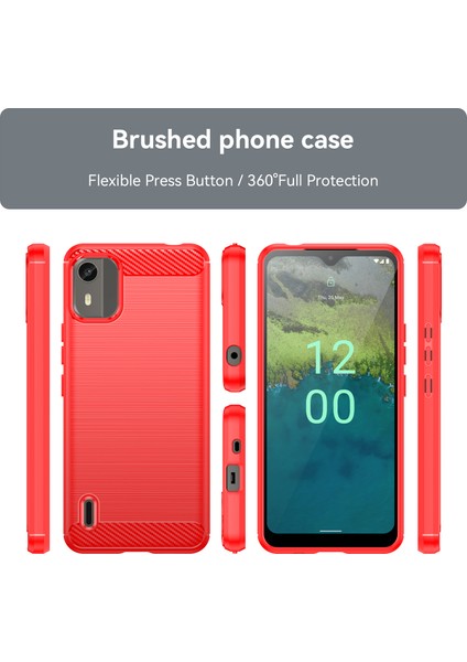 Nokia C12 Için Yumuşak Karbon Fiber Fırçalanmış Tpu Telefon Kılıfı (Yurt Dışından) modelleri