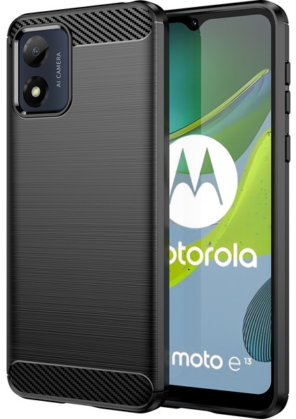 Motorola Moto E13 Için Yumuşak Karbon Fiber Fırçalanmış Tpu Telefon Kılıfı (Yurt Dışından)