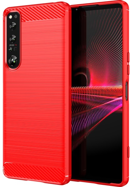 Sony Xperia 1 Iv Için Yumuşak Karbon Fiber Fırçalanmış Tpu Telefon Kılıfı (Yurt Dışından)